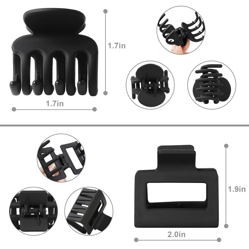 USDNICE Medium Hair Clips Combination 2 Styles Small Claw Clips for Thin Hair 8 Pcs Matte Non-slip Rectangle Jaw Clips Square Hair Accessories for Women and Girls (Black) - Image 4